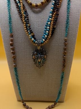Three Vintage Distinct Bohemian Style Necklaces